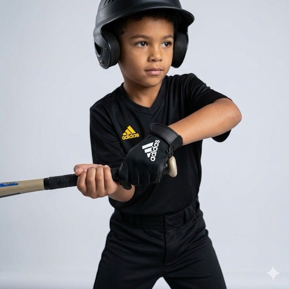 Adidas Boy's T-Ball Batting Glove Black Flexible S/M NEW
